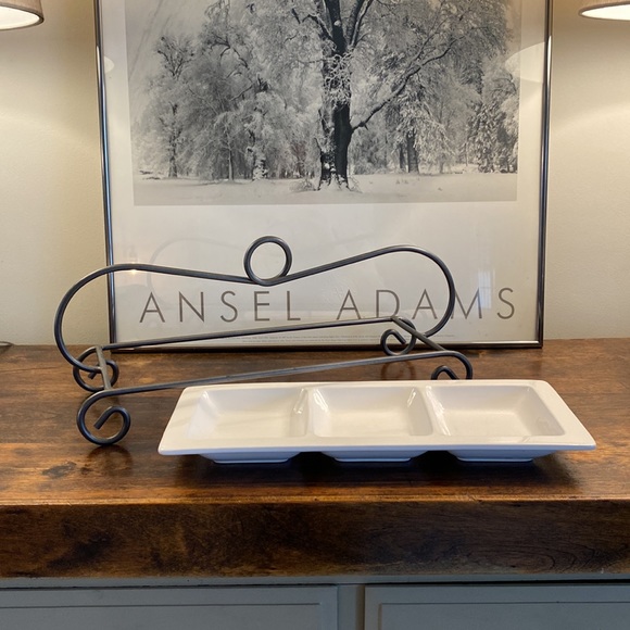 Indoor outfitter, over and back, three tray server, white ceramic & stainless! - Picture 2 of 4